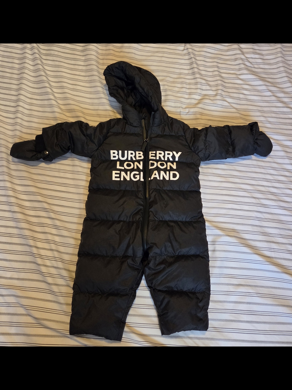 Burberry Black Puffer Baby One-Piece Snowsuit